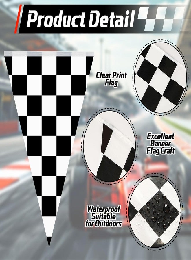 MARFOREVER 164 Ft Black and White Checkered Flag Banner, 80 Pcs Racing Flags Race Car Pennant Banner Flag Monster Truck Birthday Party Decorations for Outdoor Indoor Decorations, 17.7 x 11.8 inches - Image 5